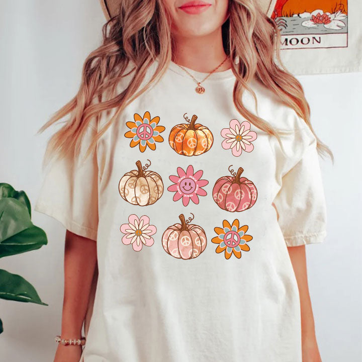 Floral Hippie Pumpkins - Screen Print Transfer