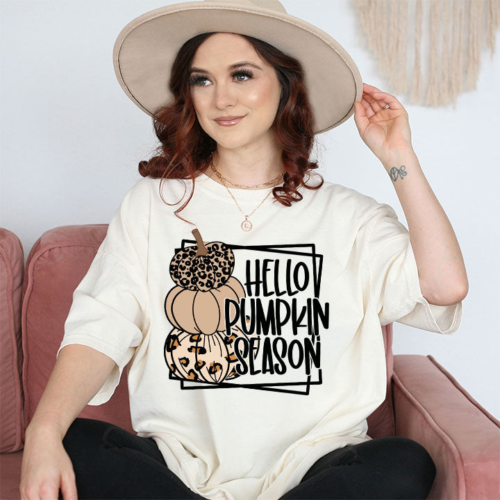 Hello Pumpkin Season- Screen Print Transfer