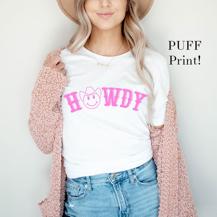 Howdy (Pink)- PUFF Screen Print Transfer