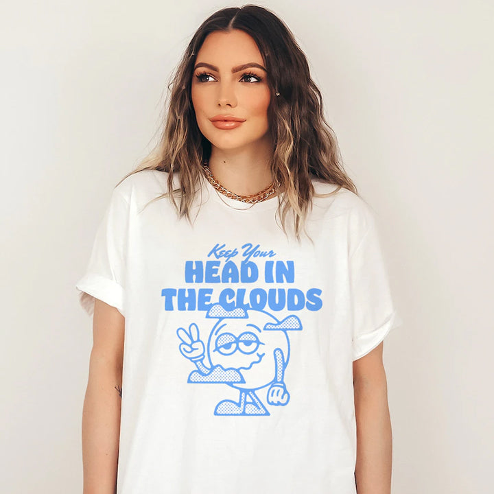 Keep Your Head In The Clouds (Columbia Blue)- Screen Print Transfer