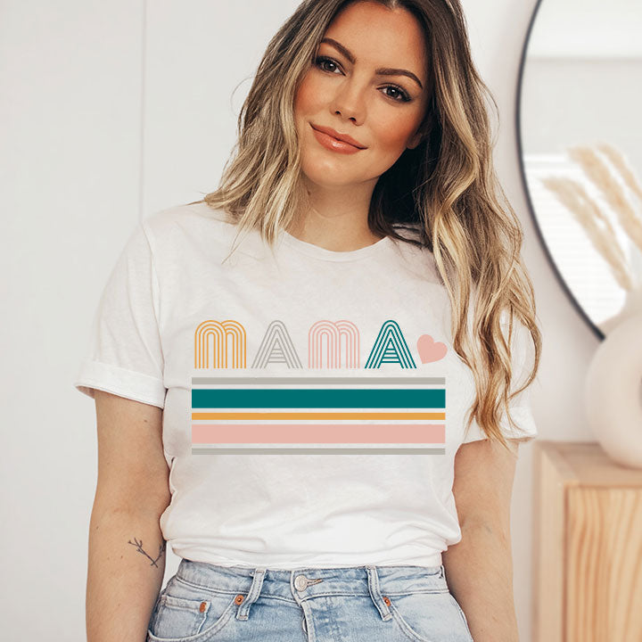 Mama Retro Stripes - Screen Print Transfer