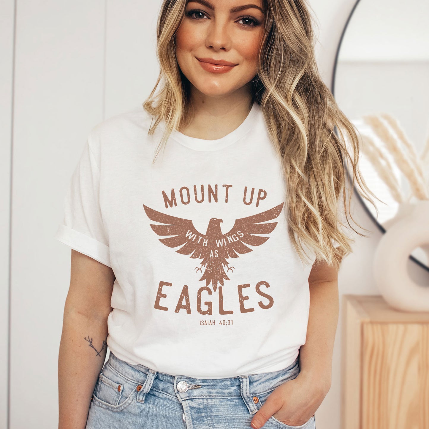 Mount Up With Wings As Eagles (Rose Gold)- Screen Print Transfer
